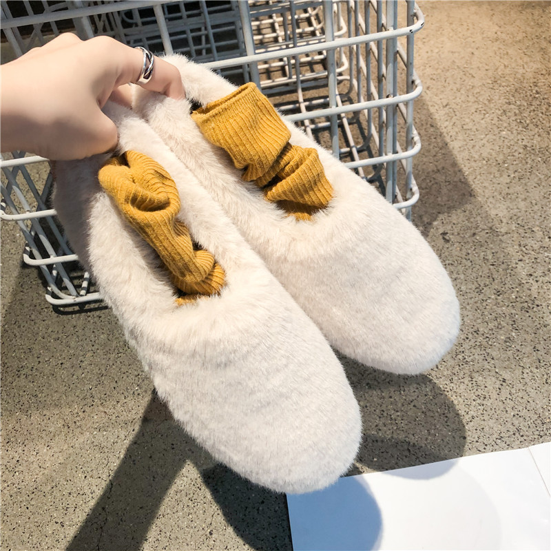 2025 New Winter Fashion Blogger Axi Ge Same Style Faux Fur Lined Women's Slip-On Loafers