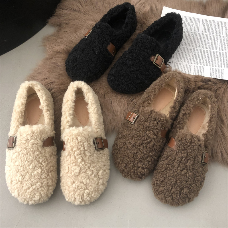 FENGDA Women's Fleece-Lined Winter Loafers Slip-On Non-Slip Warm Shoes