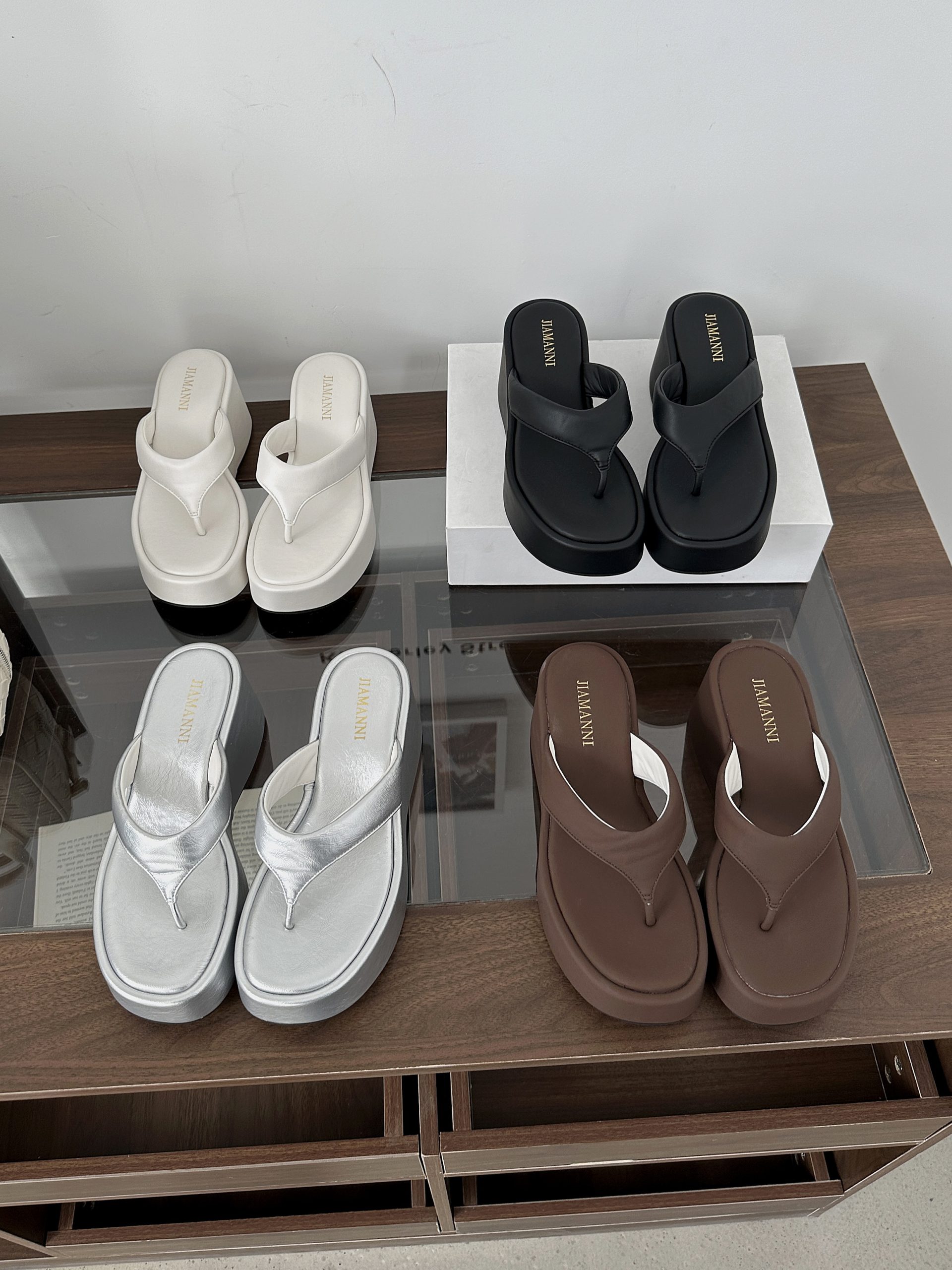 JIAMANNI Korean Style Thick Sole Flip Flops for Women Summer 2026 New Platform Anti-Slip Slippers