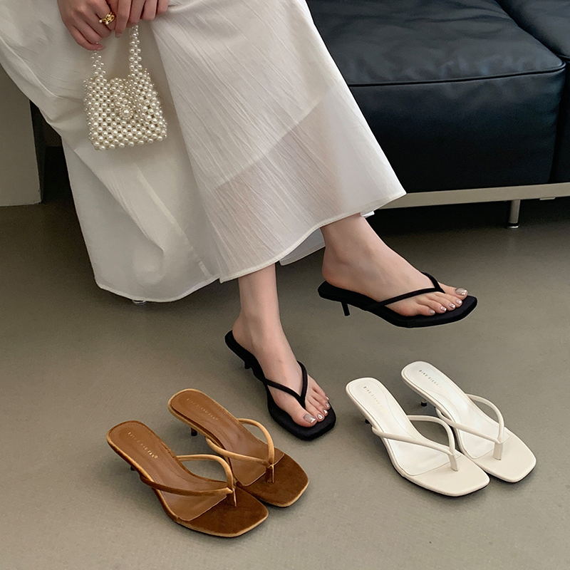 Relaxed Style Fashion Flip Flop Sandals Comfortable Versatile Kitten Heel Open Toe French Simple Elegant Toe Clip Women's Sandals