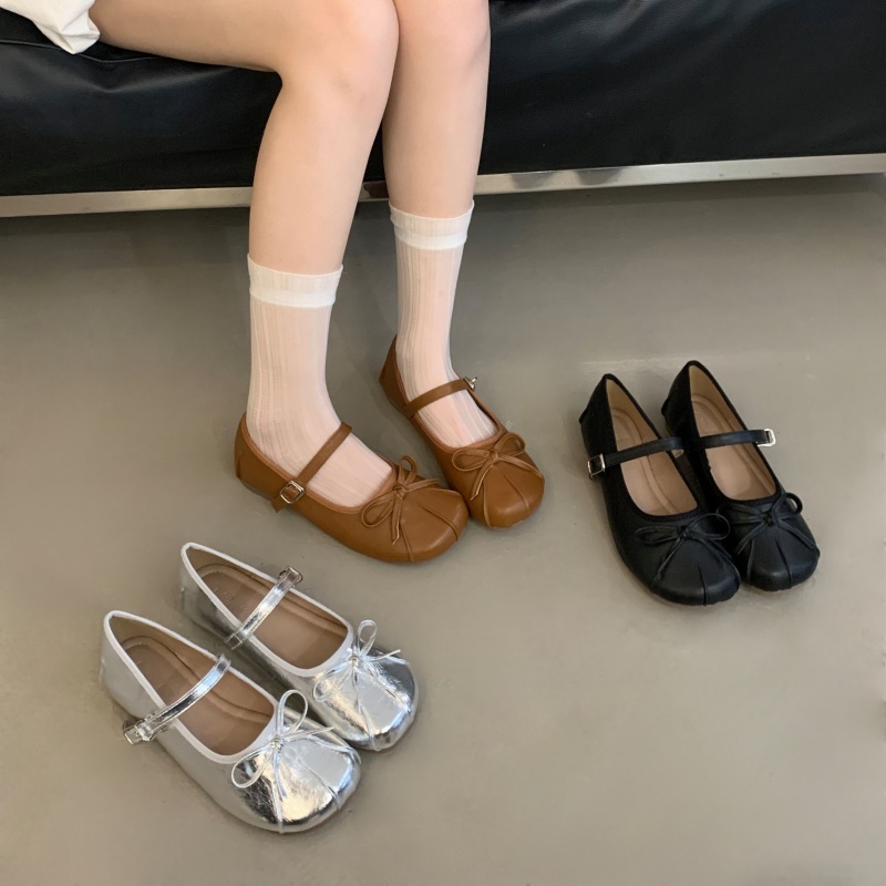 Wanwanfeng Retro Vintage Birkenstock Style Women's Slip-On Shoes for 2025 Spring Autumn, Brown Ballet Grandma Flat Shoes